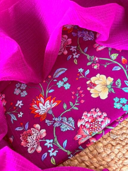 PREMIUM CHANDERI PRINTED TOP AND KOTA COTTON DUPATTA