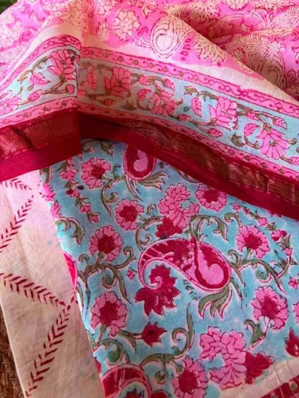 HANDBLOCK PRINTED CHANDERI FULL SET - Image 5