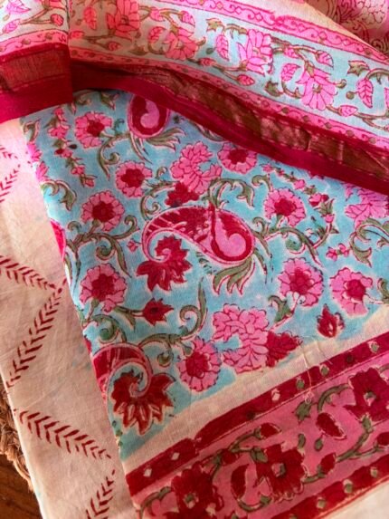 HANDBLOCK PRINTED CHANDERI FULL SET