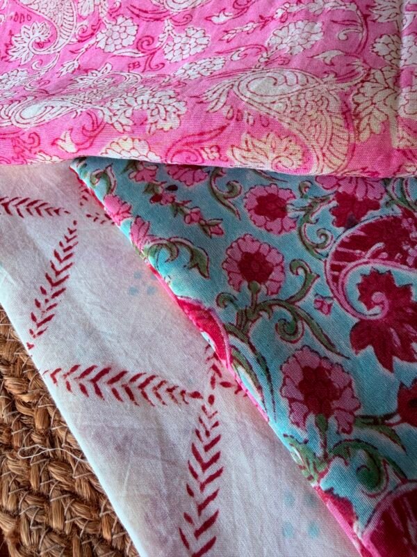 HANDBLOCK PRINTED CHANDERI FULL SET - Image 7