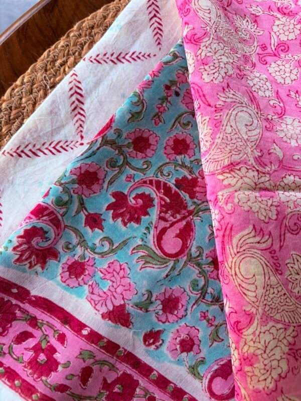 HANDBLOCK PRINTED CHANDERI FULL SET - Image 2