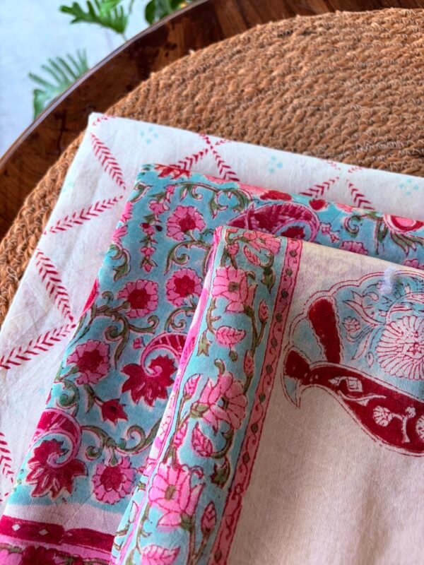 HANDBLOCK PRINTED CHANDERI FULL SET - Image 4