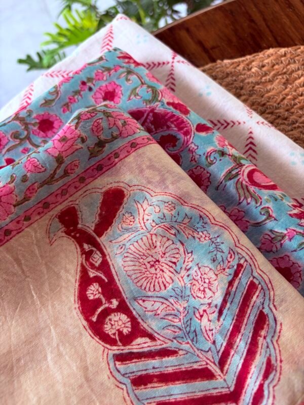 HANDBLOCK PRINTED CHANDERI FULL SET - Image 6