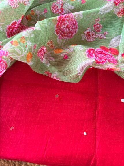 MUL CHANDERI SILK TOP AND KOTA PRINTED DUPATTA