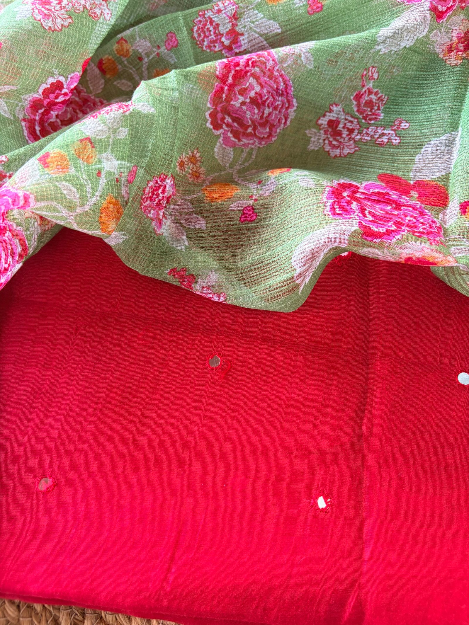 IMG_7415 MUL CHANDERI SILK TOP AND KOTA PRINTED DUPATTA - Image 1