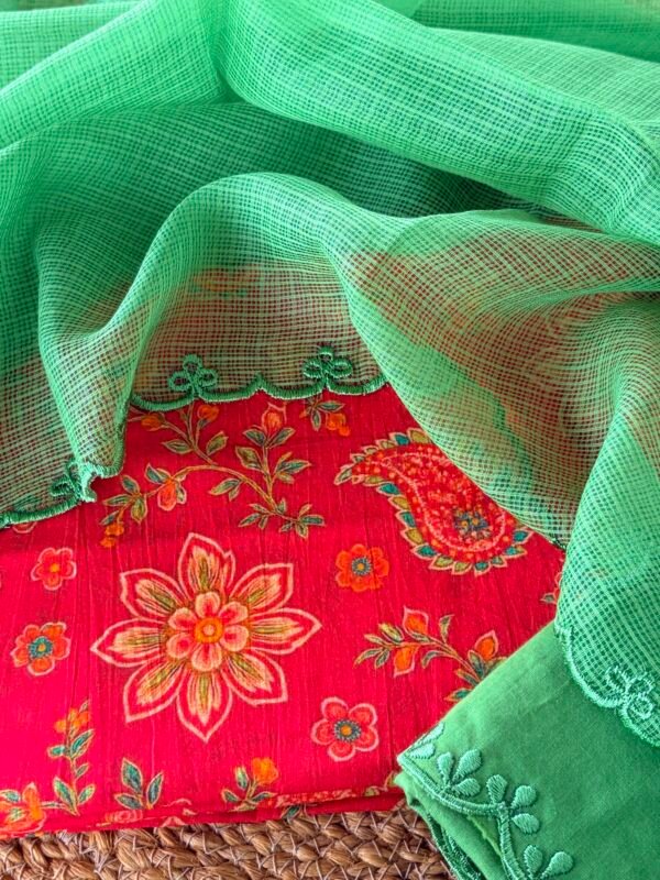 PRINTED MUL COTTON TOP SCALLOPED KOTA COTTON DUPATTA AND BOTTOM - Image 3