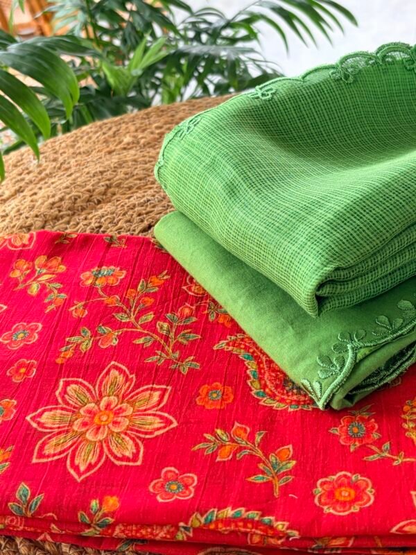 PRINTED MUL COTTON TOP SCALLOPED KOTA COTTON DUPATTA AND BOTTOM - Image 2