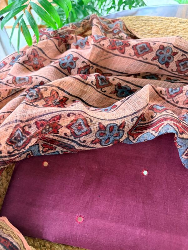 MUL CHANDERI TOP AND AJRAK KOTA  COTTON DUPATTA - Image 3