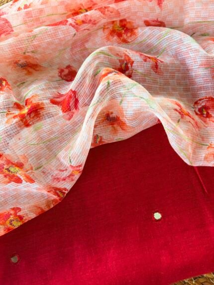 MUL CHANDERI TOP AND PRINTED KOTA COTTON DUPATTA