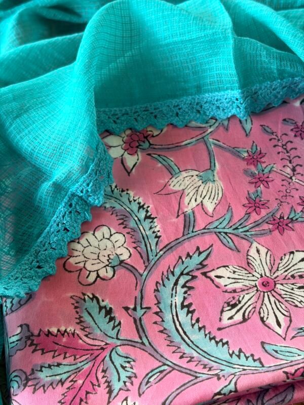HANDBLOCK PRINTED TOP AND KOTA COTTON DUPATTA - Image 5