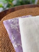 EMBROIDERED MUL CHANDERI TOP AND LINEN DUPATTA - Image 5