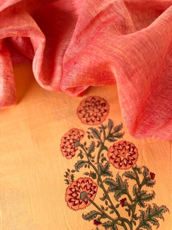 HANDBLOCK PRINTED TOP AND LINEN DUPATTA - Image 4