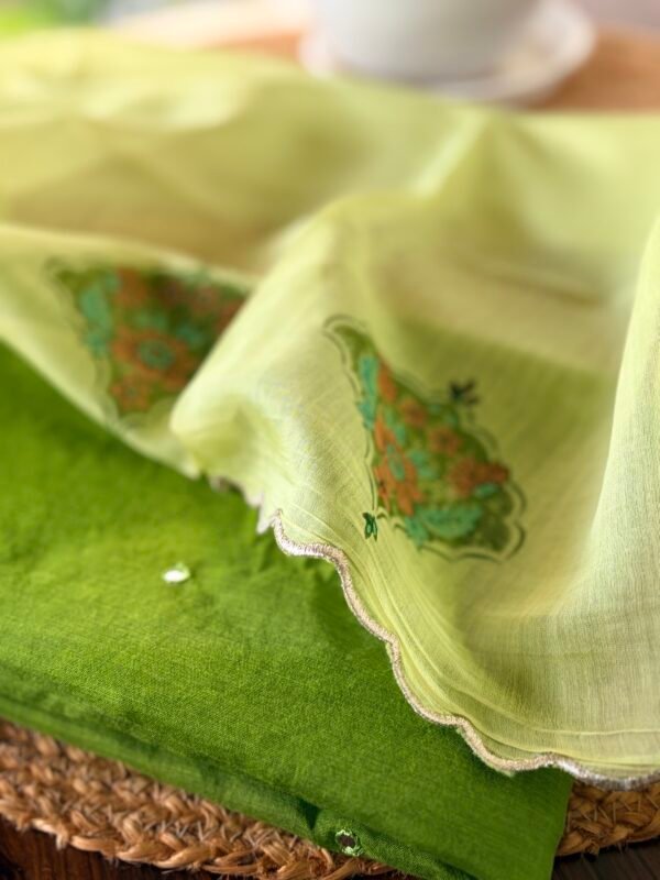 MUL CHANDERI SILK TOP AND MUL CHANDERI PRINTED DUPATTA - Image 7