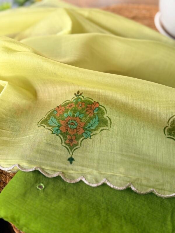 MUL CHANDERI SILK TOP AND MUL CHANDERI PRINTED DUPATTA - Image 6
