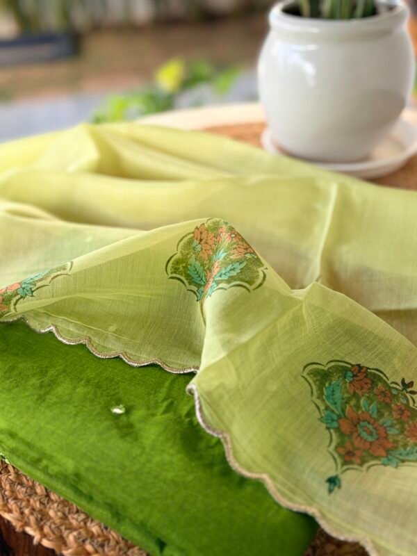 MUL CHANDERI SILK TOP AND MUL CHANDERI PRINTED DUPATTA - Image 2