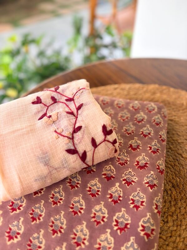 HANDBLOCK PRINTED TOP AND KOTA COTTON DUPATTA - Image 5