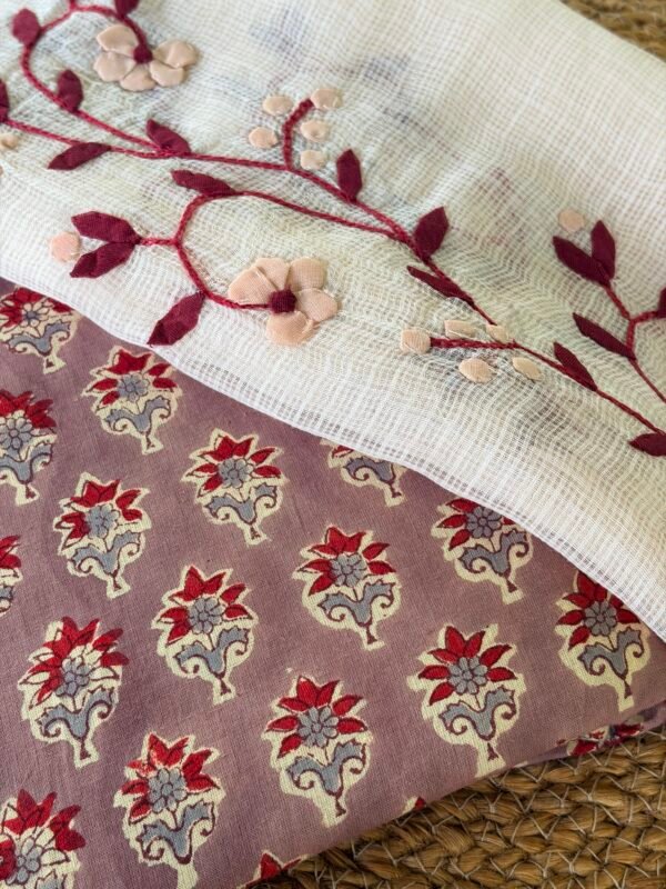 HANDBLOCK PRINTED TOP AND KOTA COTTON DUPATTA - Image 7