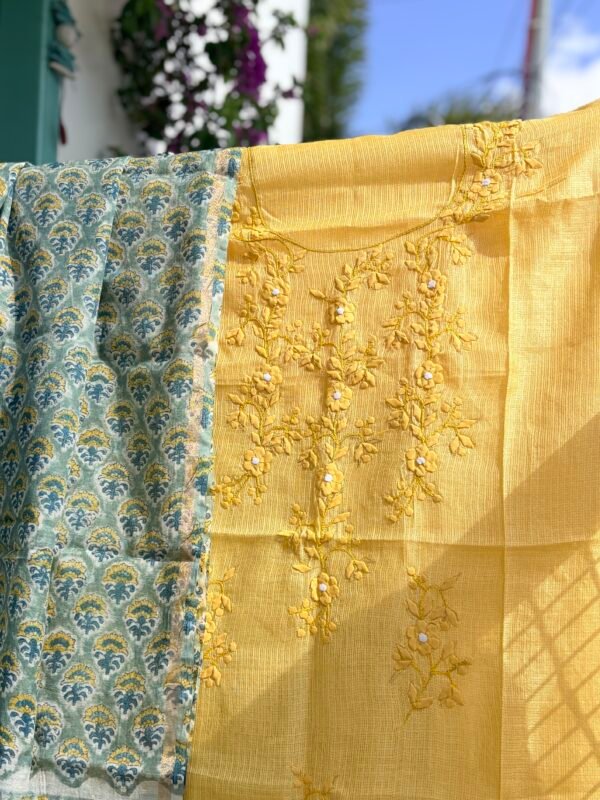 PATTI KA KAAM SILK KOTA TOP AND CHANDERI PRINTED DUPATTA - Image 5