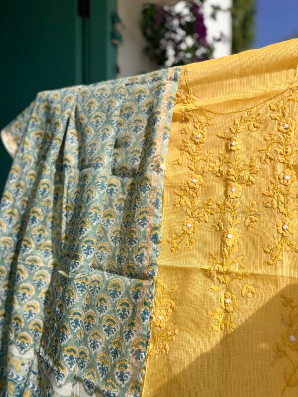 PATTI KA KAAM SILK KOTA TOP AND CHANDERI PRINTED DUPATTA - Image 7