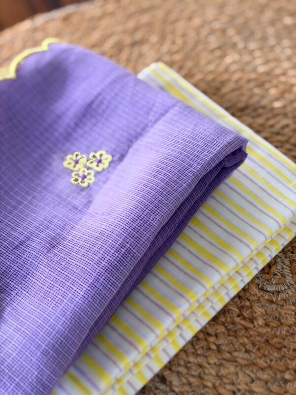 PURE HANDBLOCK PRINTED COTTON TOP AND DUAL SHADE KOTA COTTON DUPATTA - Image 6