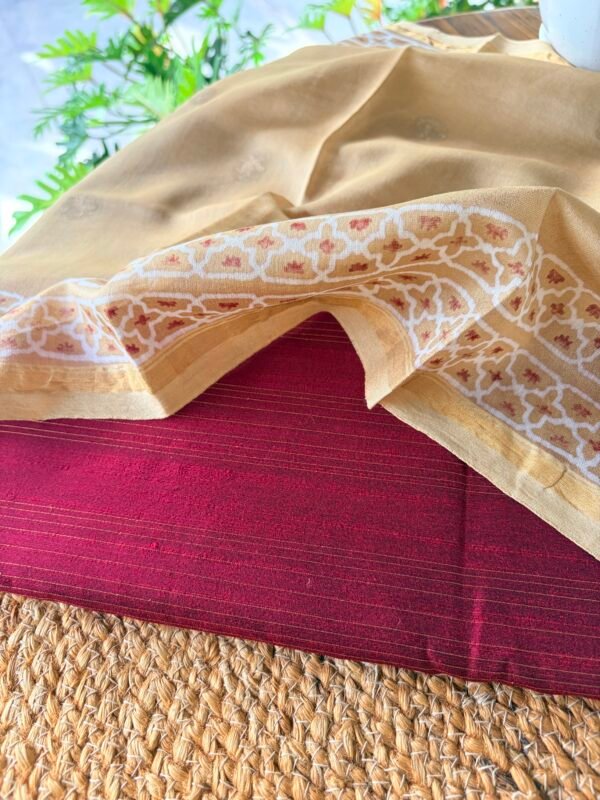 SILK COTTON TOP AND HANDBLOCK PRINTED CHANDERI SILK DUPATTA - Image 4