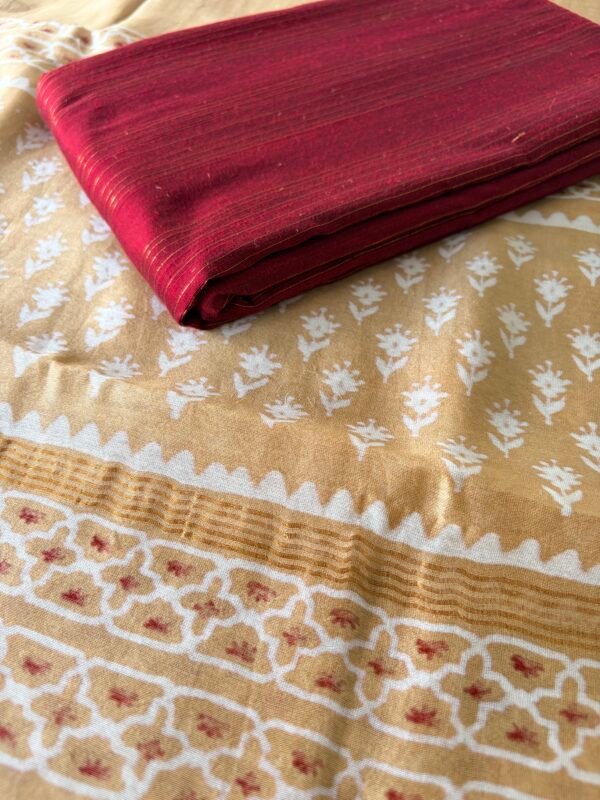 SILK COTTON TOP AND HANDBLOCK PRINTED CHANDERI SILK DUPATTA - Image 3