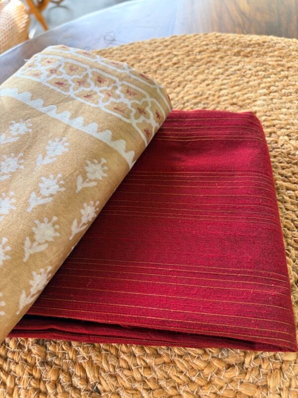 SILK COTTON TOP AND HANDBLOCK PRINTED CHANDERI SILK DUPATTA - Image 5