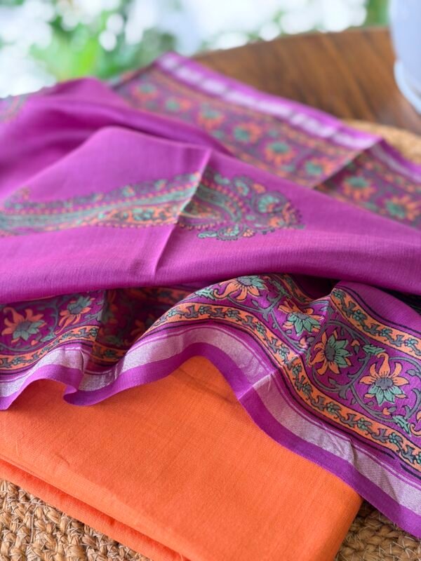 COTTON TOP AND CHANDERI SILK HANDBLOCK PRINTED DUPATTA - Image 6