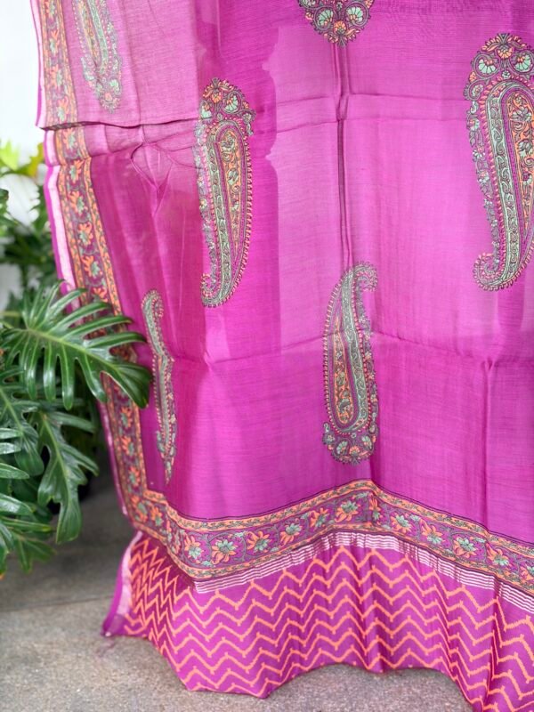 COTTON TOP AND CHANDERI SILK HANDBLOCK PRINTED DUPATTA - Image 2