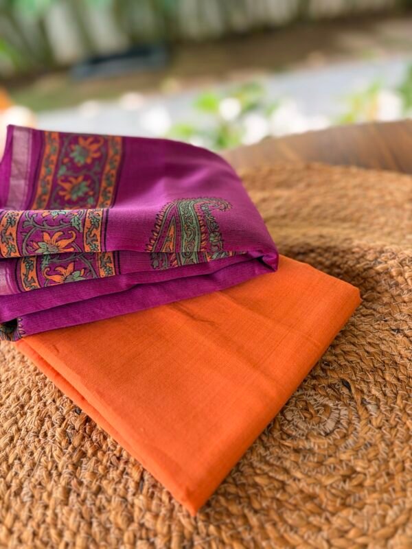 COTTON TOP AND CHANDERI SILK HANDBLOCK PRINTED DUPATTA - Image 5