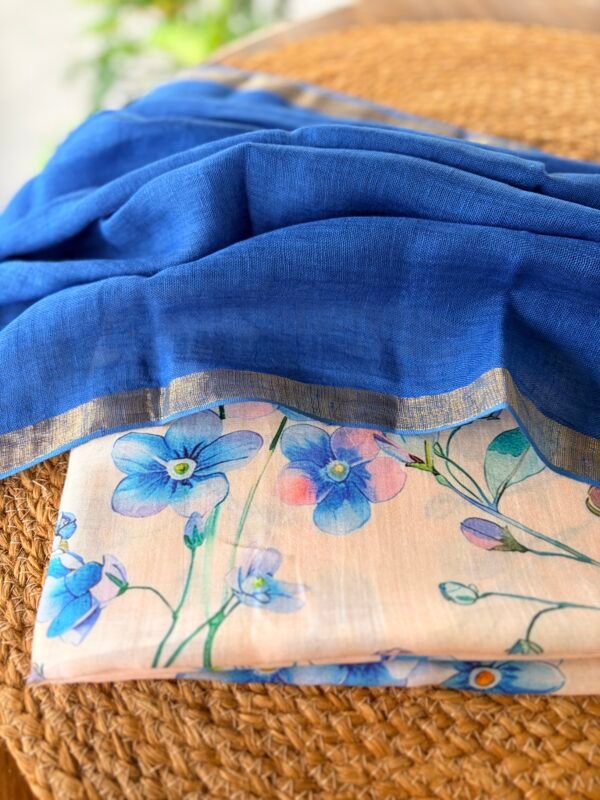 PRINTED SILK COTTON TOP AND LINEN DUPATTA - Image 3