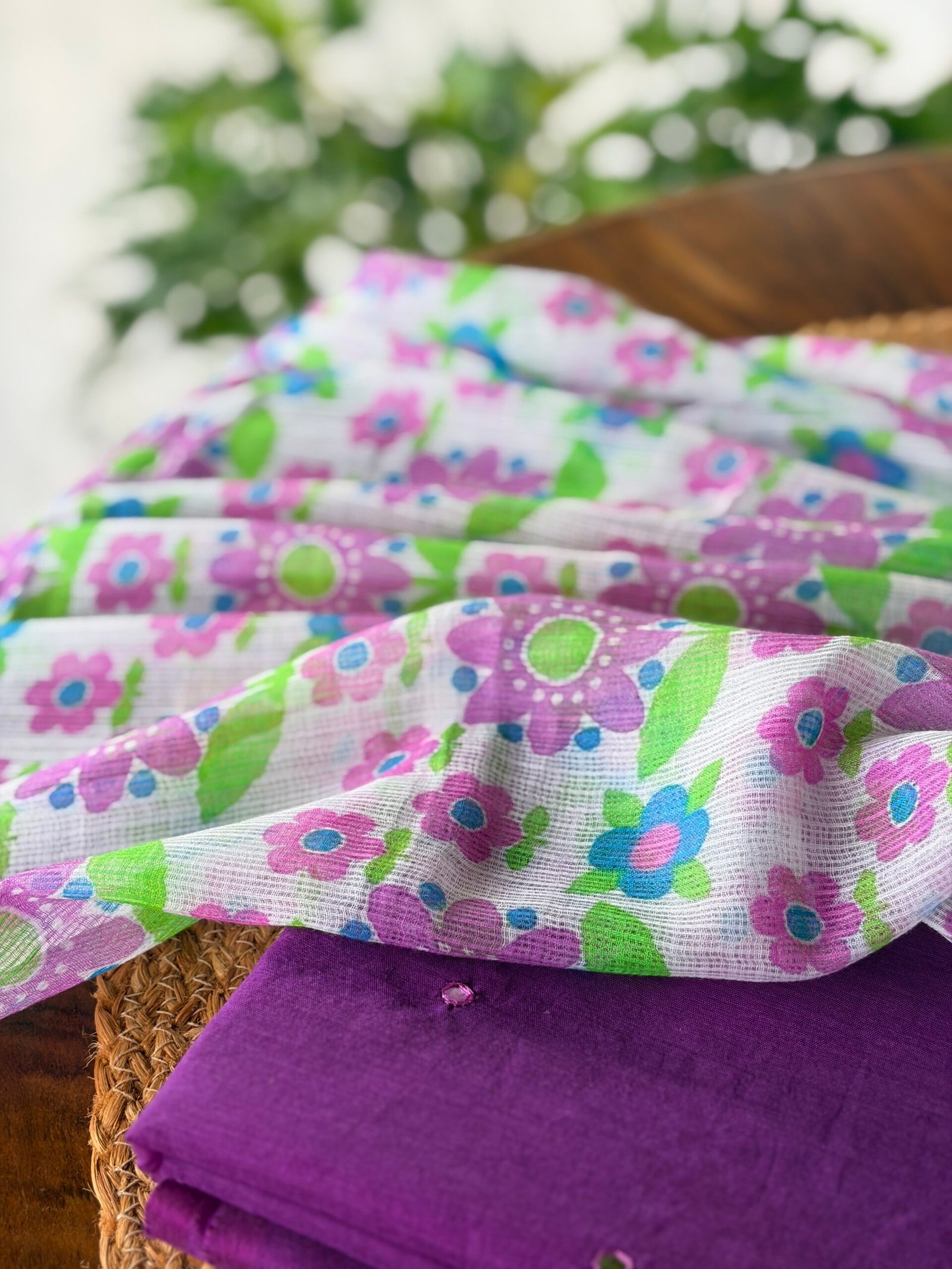IMG_8981 MUL CHANDERI TOP AND PRINTED KOTA COTTON DUPATTA - Image 1