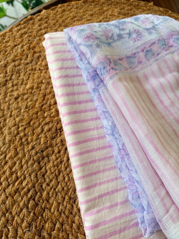 HANDBLOCK PRINTED TOP AND PRINTED CHIFFION DUPATTA - Image 5
