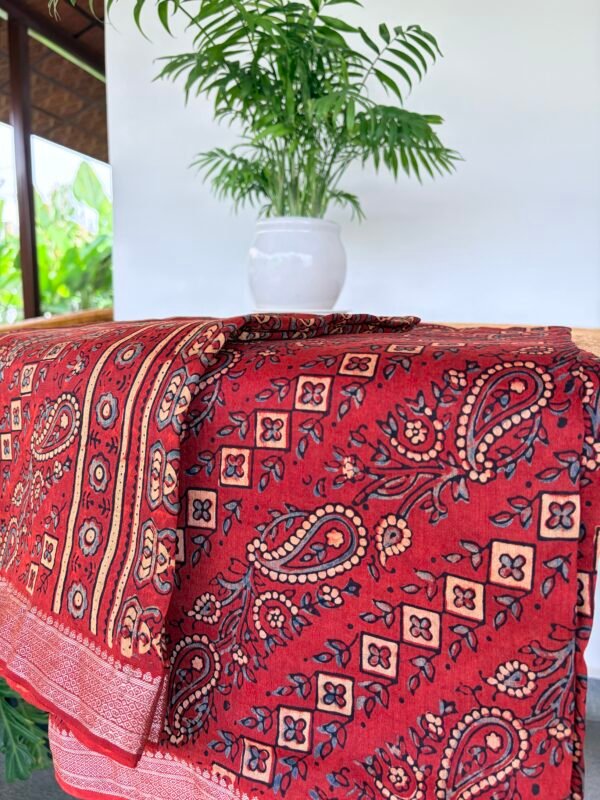 AJRAK CHANDERI COTTON TOP AND DUPATTA - Image 4