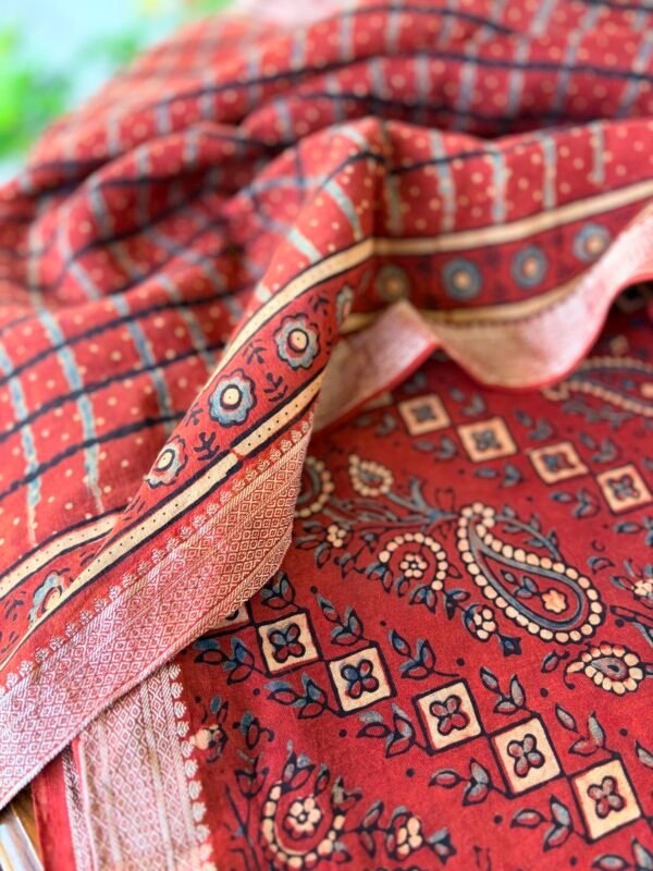 AJRAK CHANDERI COTTON TOP AND DUPATTA - Image 6