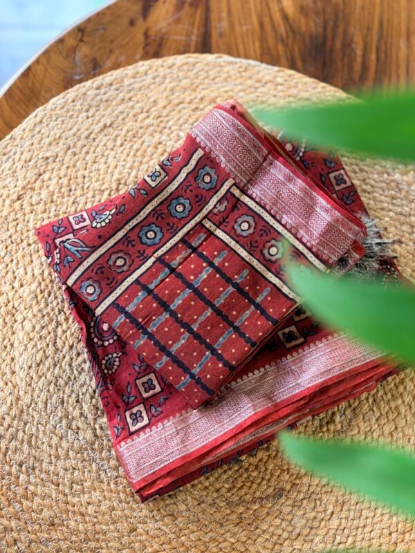 AJRAK CHANDERI COTTON TOP AND DUPATTA - Image 2