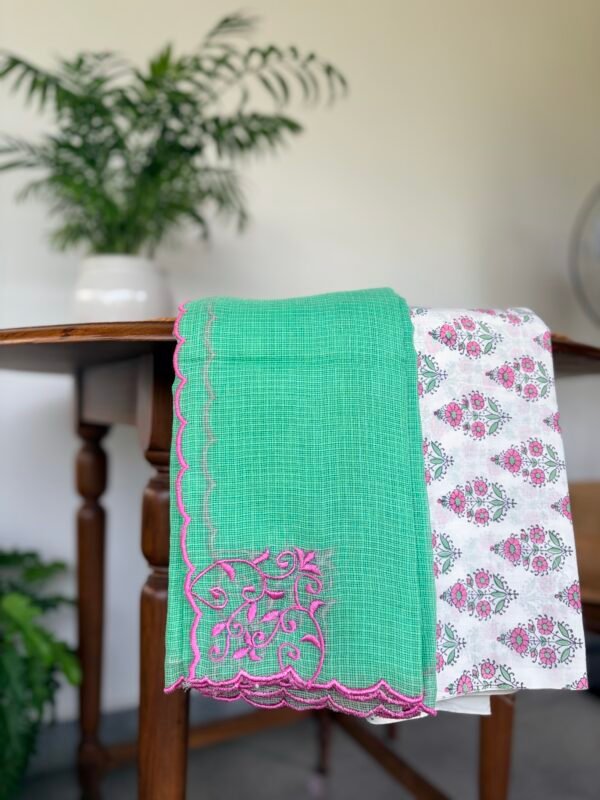 HANDBLOCK KOTA COTTON PRINTED TOP AND KOTA DUPATTA - Image 5