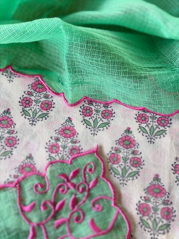 HANDBLOCK KOTA COTTON PRINTED TOP AND KOTA DUPATTA - Image 2