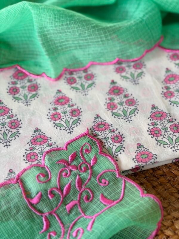 HANDBLOCK KOTA COTTON PRINTED TOP AND KOTA DUPATTA - Image 6