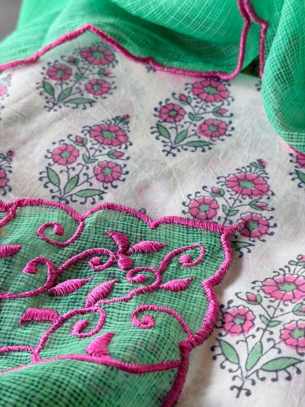 HANDBLOCK KOTA COTTON PRINTED TOP AND KOTA DUPATTA - Image 7