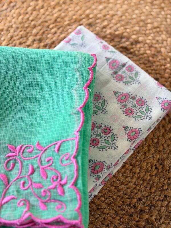 HANDBLOCK KOTA COTTON PRINTED TOP AND KOTA DUPATTA - Image 4
