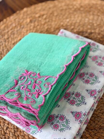 HANDBLOCK KOTA COTTON PRINTED TOP AND KOTA DUPATTA