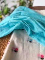 MUL CHANDERI EMBROIDERY TOP AND LINEN DUPATTA - Image 6