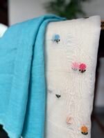 MUL CHANDERI EMBROIDERY TOP AND LINEN DUPATTA - Image 3