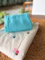 MUL CHANDERI EMBROIDERY TOP AND LINEN DUPATTA - Image 5