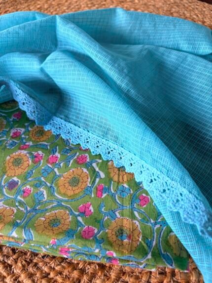 HANDBLOCK PRINTED TOP AND KOTA COTTON DUPATTA