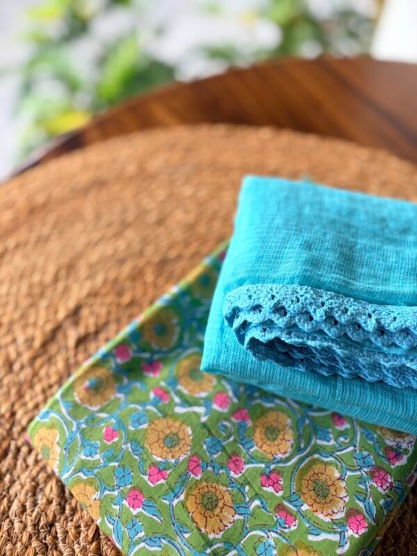 HANDBLOCK PRINTED TOP AND KOTA COTTON DUPATTA - Image 7