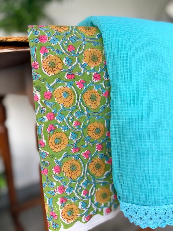 HANDBLOCK PRINTED TOP AND KOTA COTTON DUPATTA - Image 4
