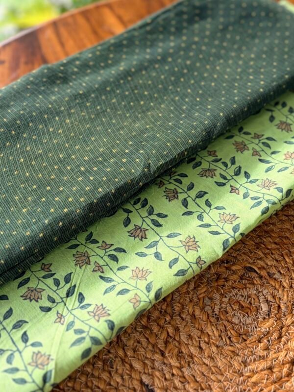 HANDBLOCK PRINTED MUL COTTON TOP AND AJRAK KOTA COTTON DUPATTA - Image 5