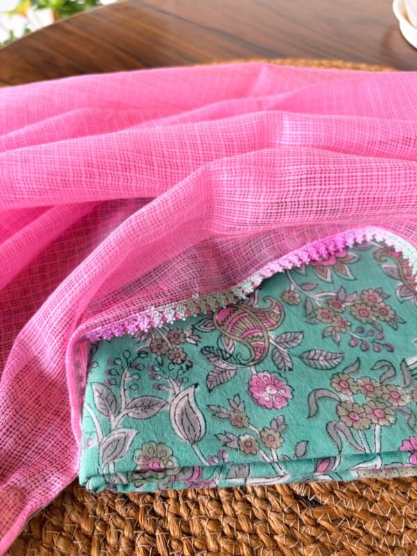 HANDBLOCK PRINTED TOP AND KOTA COTTON DUPATTA - Image 2